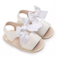 Novas sandálias de verão com decoração de laço para bebês de 0 a 1 ano  Branco