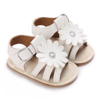 Summer 0-1 year old baby girl flower breathable sandals  White