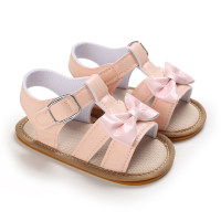 Baby Girl Solid Color Open-toed Bowknot Decor Sandals  Pink
