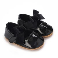 طفلة بلون Bowknot ديكور أحذية فيلكرو  أسود