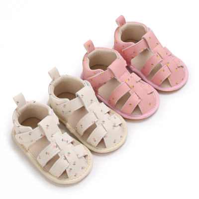 New summer flower-decorated sandals for babies aged 0-1