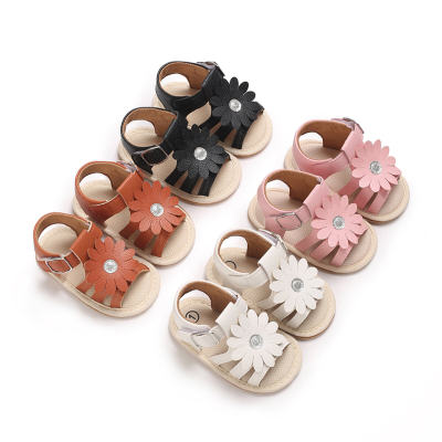 Sandálias respiráveis com flores para bebês de 0 a 1 ano de verão