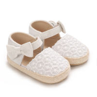 Chaussures en tissu à nœud papillon pour bébé fille  blanc