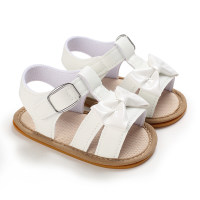 Baby Girl Solid Color Open-toed Bowknot Decor Sandals  White