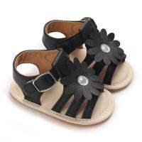 Summer 0-1 year old baby girl flower breathable sandals  Black