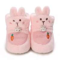 Baby Girl Cartoon Bunny Decoration High-top Cotton-padded Shoes  Pink