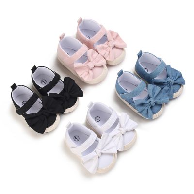 Chaussures pour tout-petit à velcro avec nœud papillon 2 pièces pour bébé fille