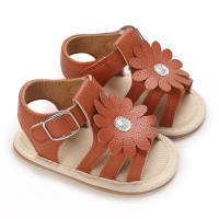 Summer 0-1 year old baby girl flower breathable sandals  Brown