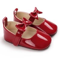 Baby-Normallack-Bowknot-Babyschuhe  rot