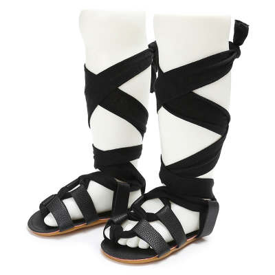 Sandales à lanières de couleur unie pour bébé Chaussures de bébé
