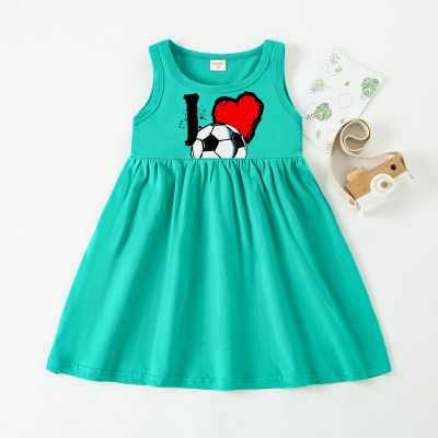 Toddler Girl Sweet Football Heart-shaped Pattern Dress