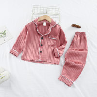 Pijama con bloques de color a rayas para niña pequeña Conjuntos de top y pantalones  Rosa roja