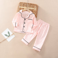 Pijama con bloques de color a rayas para niña pequeña Conjuntos de top y pantalones  Rosado