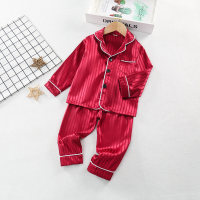 Pijama con bloques de color a rayas para niña pequeña Conjuntos de top y pantalones  borgoña