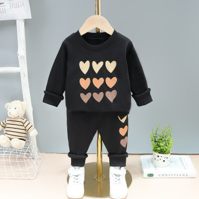 Conjunto de suéter de manga larga con 9 corazones para niñas de moda infantil
