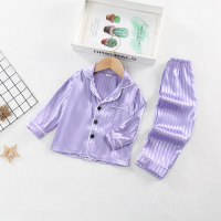 Pijama con bloques de color a rayas para niña pequeña Conjuntos de top y pantalones  Púrpura