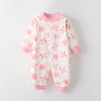 Baby cute heart-shaped strawberry long-sleeved rompers  watermelon red