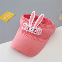 Pure Cotton Solid Color Bunny Style Peaked Hat  watermelon red