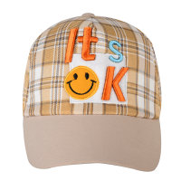 Baby smiley face cap with letters  Beige
