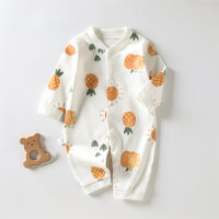 Mameluco de manga larga con lindo oso de flores para bebé  naranja
