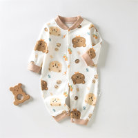 Baby Cute Cartoon Bear Long Sleeve Romper Suit  Brown