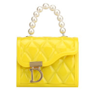 Toddler Girl Patent Leather Pearl Crossbody Bag  Yellow