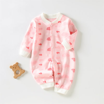 Baby cute heart-shaped strawberry long-sleeved rompers