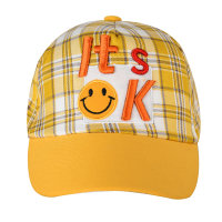 Baby smiley face cap with letters  Yellow