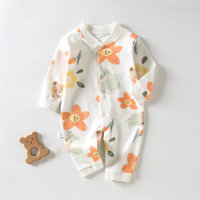 Camisole à manches longues avec ours et fleurs pour bébé  blanc
