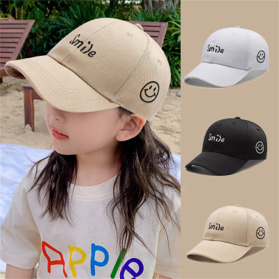 Children's smiley face embroidered baseball cap