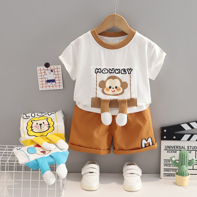 Fashionable new style boy cute monkey two piece suit