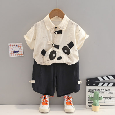 Fashionable and casual boys' new style panda Hanfu two-piece suit