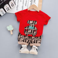 Toddler Boy Bear Print T-shirt & Print Short  Red