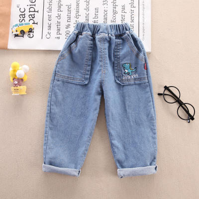 Pantalones de mezclilla de color liso para niños pequeños