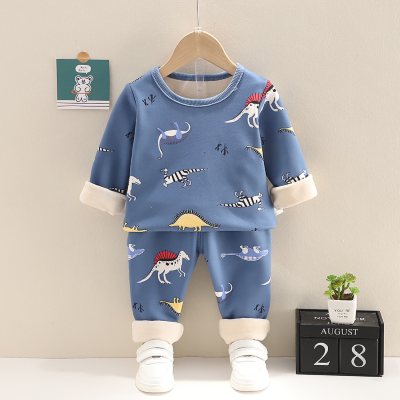 Suéter y pantalones de pijama con forro polar con estampado de dinosaurio para niño pequeño