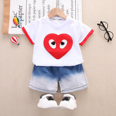 Toddler Boy Casual Cartoon Contrast Colored T-shirt & Shorts