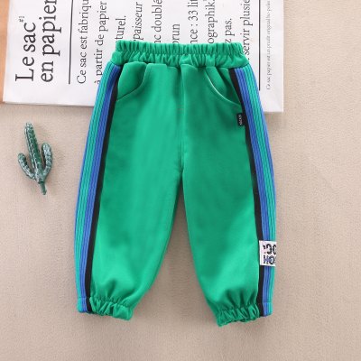 Pantalones casuales de rayas verticales con bloques de colores para niños pequeños
