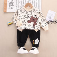 Toddler Animal Printed Long-sleeve Sweater & Pants  Beige