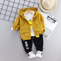 Toddler Boy Duck Pattern Coat & Sweatshirt & Pants  Yellow