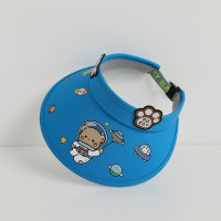 قبعة صيفية للأطفال للحماية من أشعة الشمس على شكل دب رائد فضاء، قبعة فارغة مضادة للأشعة فوق البنفسجية  أزرق