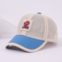 قبعة بيسبول شبكية للحماية من الشمس بشعار سبايدرمان للربيع والصيف للأطفال  كاكي