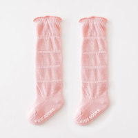 Children's solid mesh breathable knee-high socks  Pink