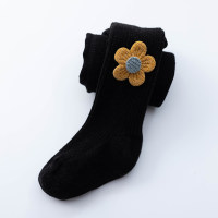 Children's Sweet Floral Decor Leggings Children's pantyhose  Black