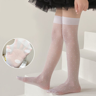 Children's summer ultra-thin white love dots Lolita l sweet jk stockings