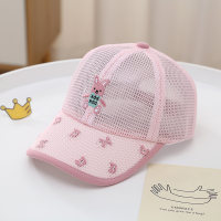 Summer children's breathable bear cartoon letters outdoor sun protection cap  Pink