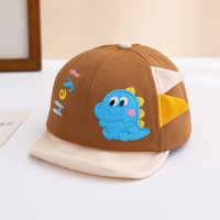 Spring new style baby dinosaur pattern sun protection visor soft peaked hat  Brown