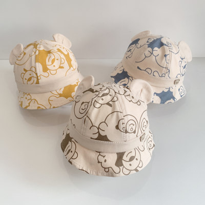 Sombrero de cubo con patrón de oso de abrazo de dibujos animados de primavera para niños