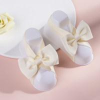 Juego de correas decorativas para pies con lazo de color liso para niños  Blanco crema