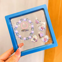 Conjunto de joyería con anillo y clip para la oreja de pulsera con cuentas de Frozen para niños  Multicolor