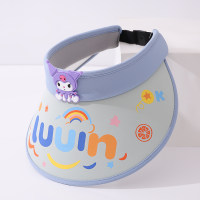 Protezione solare estiva per bambini cartone animato Kuromi cappello da sole anti-ultravioletto con parte superiore vuota  Azzurro